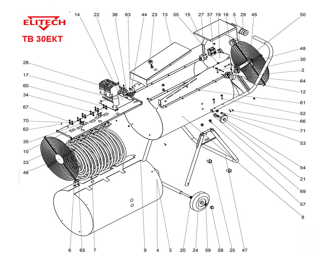 ЗАПЧАСТИ ДЛЯ НАГРЕВАТЕЛЯ ЭЛЕКТРИЧЕСКОГО (ТЕПЛОВЕНТИЛЯТОРА) ELITECH ТВ 30ЕКТ