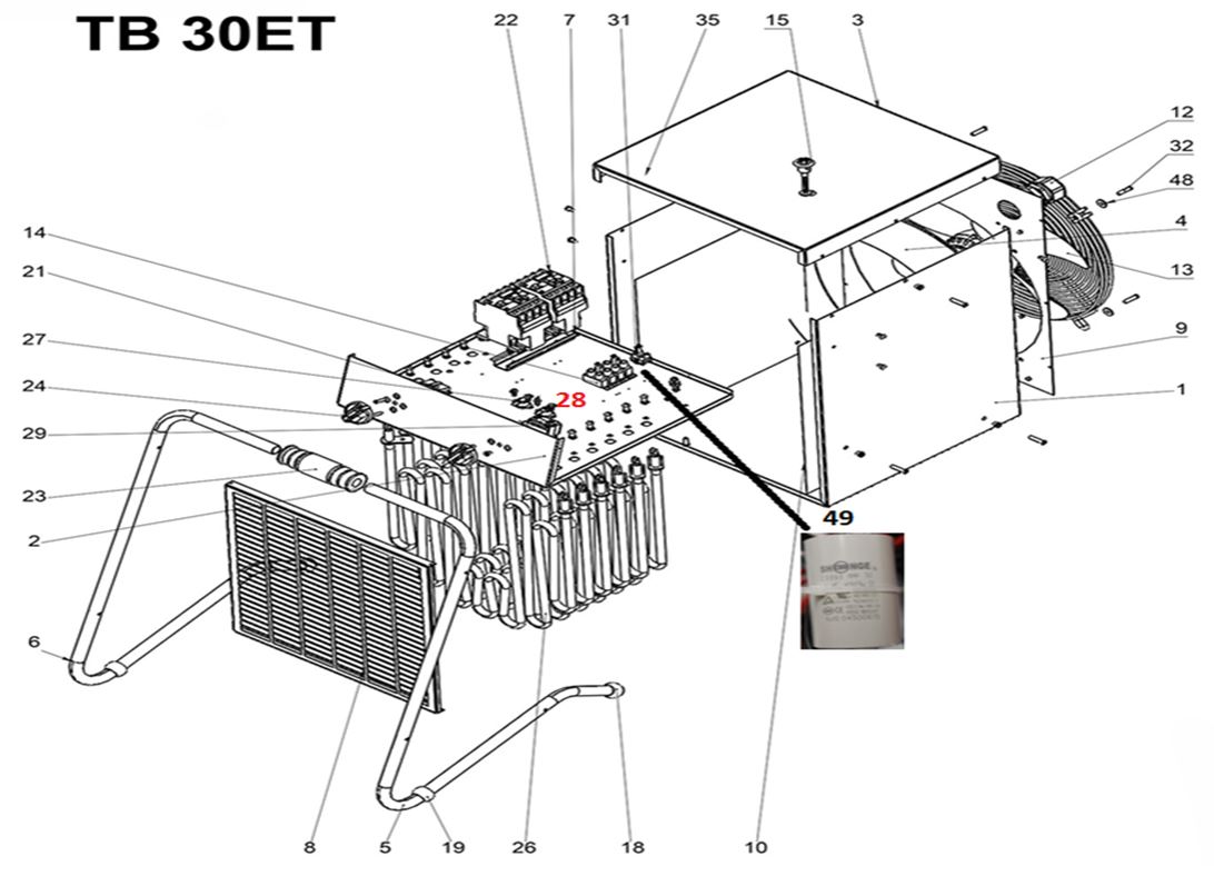 ЗАПЧАСТИ ДЛЯ НАГРЕВАТЕЛЯ ЭЛЕКТРИЧЕСКОГО (ТЕПЛОВЕНТИЛЯТОРА) ELITECH ТВ 30ЕТ