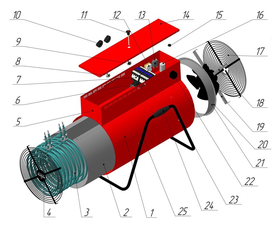 ЗАПЧАСТИ ДЛЯ НАГРЕВАТЕЛЯ ЭЛЕКТРИЧЕСКОГО (ТЕПЛОВЕНТИЛЯТОРА) ELITECH ТП 22ЕКТ