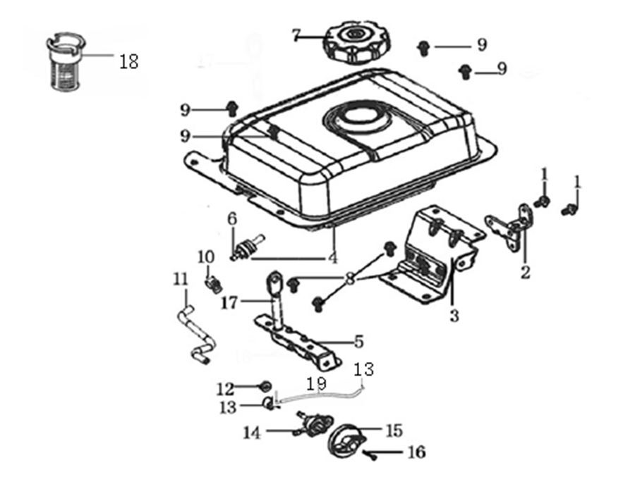 ЗАПЧАСТИ ДЛЯ ДВИГАТЕЛЯ LC185FDS (БАК ТОПЛИВНЫЙ)