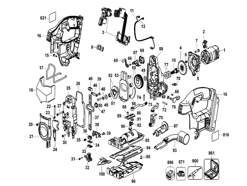 ЗАПЧАСТИ ДЛЯ ЛОБЗИКА АККУМУЛЯТОРНОГО DEWALT DC318KL TYPE 1