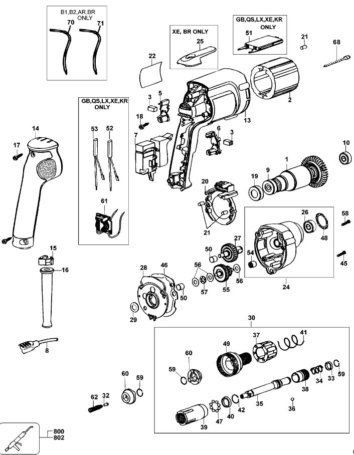 ЗАПЧАСТИ ДЛЯ ШУРУПОВЕРТА ЭЛЕКТРИЧЕСКОГО DEWALT DW268K TYPE 3