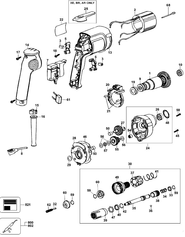 ЗАПЧАСТИ ДЛЯ ШУРУПОВЕРТА ЭЛЕКТРИЧЕСКОГО DEWALT DW268K TYPE 4