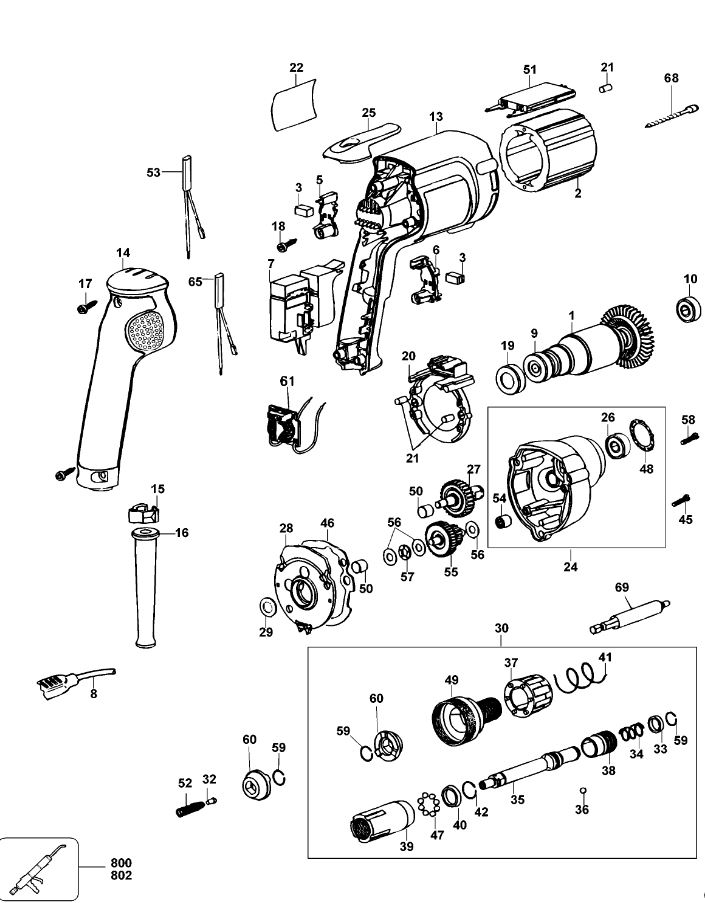 ЗАПЧАСТИ ДЛЯ ШУРУПОВЕРТА ЭЛЕКТРИЧЕСКОГО DEWALT DW269K TYPE 2