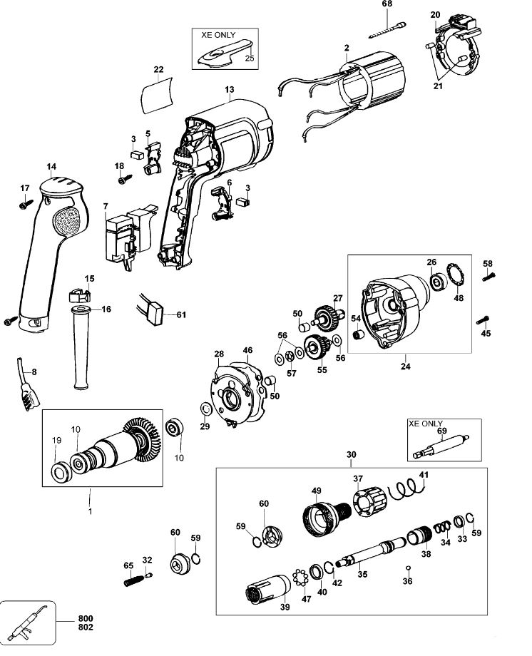 ЗАПЧАСТИ ДЛЯ ШУРУПОВЕРТА ЭЛЕКТРИЧЕСКОГО DEWALT DW269K TYPE 4