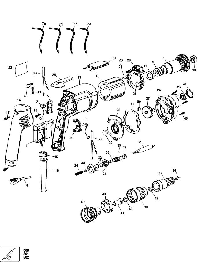 ЗАПЧАСТИ ДЛЯ ШУРУПОВЕРТА ЭЛЕКТРИЧЕСКОГО DEWALT DW274K TYPE 1