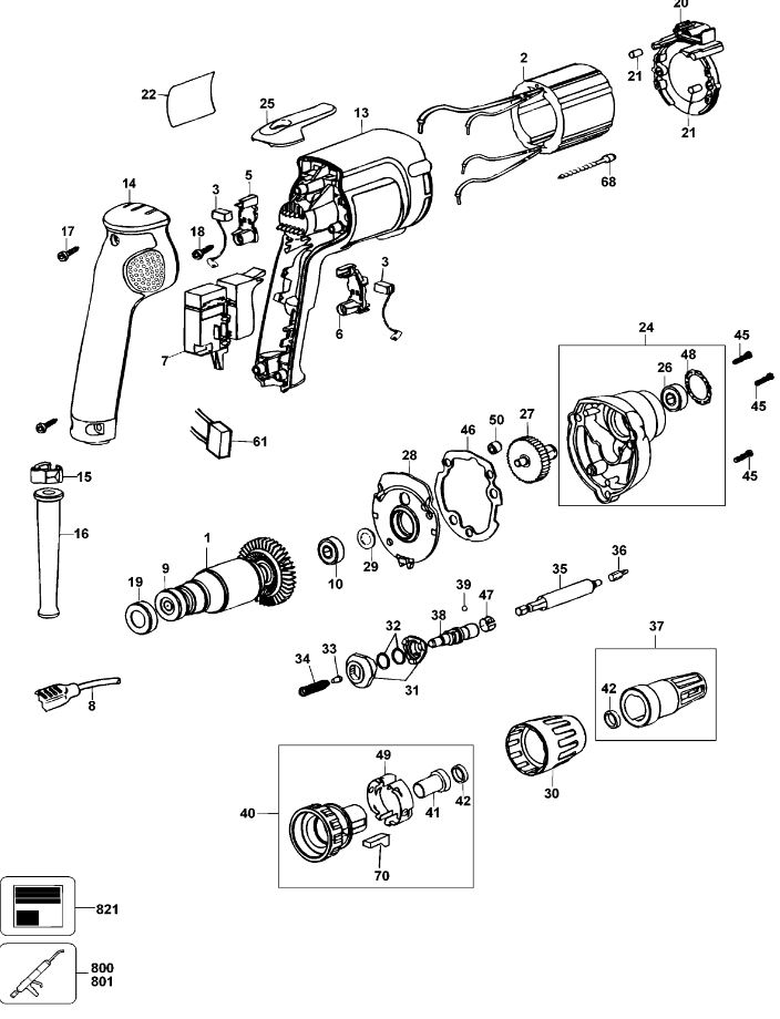 ЗАПЧАСТИ ДЛЯ ШУРУПОВЕРТА ЭЛЕКТРИЧЕСКОГО DEWALT DW274K TYPE 3