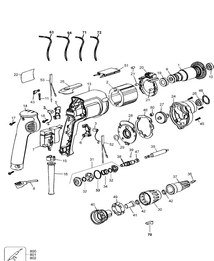 ЗАПЧАСТИ ДЛЯ ШУРУПОВЕРТА ЭЛЕКТРИЧЕСКОГО DEWALT DW274KN TYPE 1