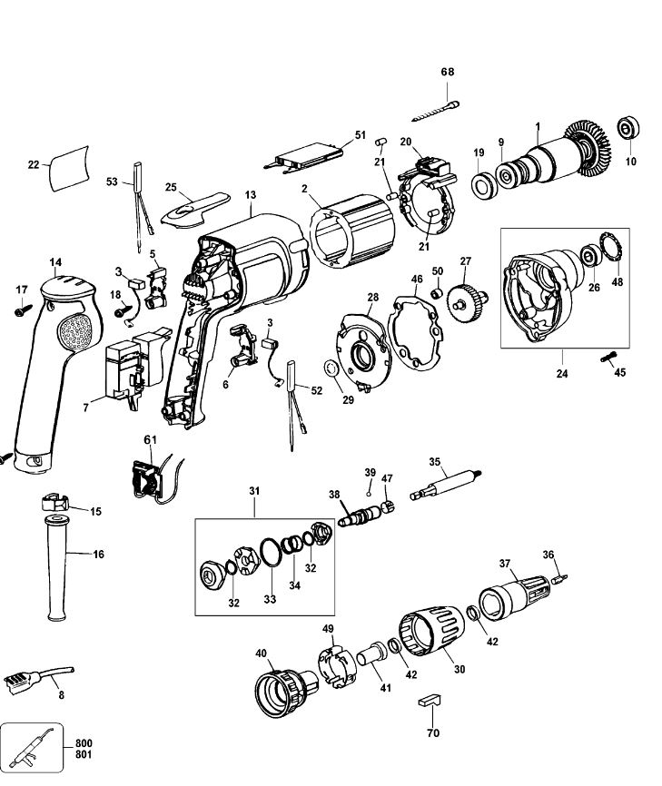 ЗАПЧАСТИ ДЛЯ ШУРУПОВЕРТА ЭЛЕКТРИЧЕСКОГО DEWALT DW274KN TYPE 2