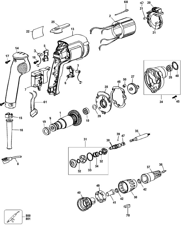 ЗАПЧАСТИ ДЛЯ ШУРУПОВЕРТА ЭЛЕКТРИЧЕСКОГО DEWALT DW274KN TYPE 3