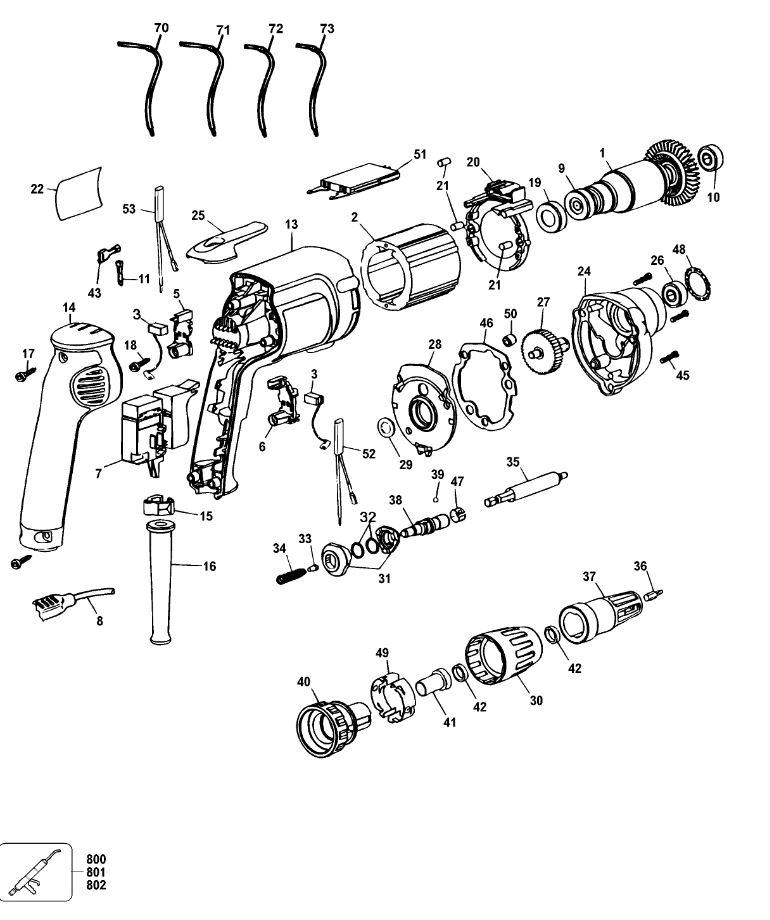 ЗАПЧАСТИ ДЛЯ ШУРУПОВЕРТА ЭЛЕКТРИЧЕСКОГО DEWALT DW274SD TYPE 1