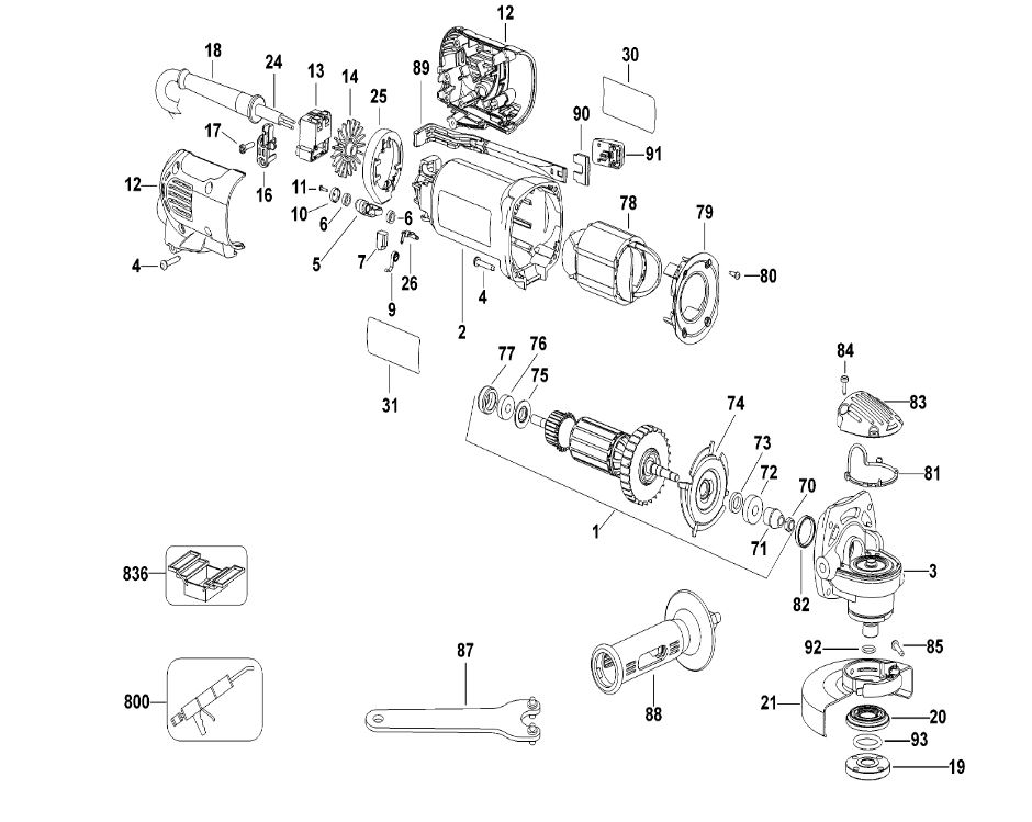 ЗАПЧАСТИ ДЛЯ МАШИНЫ ШЛИФОВАЛЬНОЙ УГЛОВОЙ ЭЛЕКТРИЧЕСКОЙ DEWALT D28141 TYPE 1