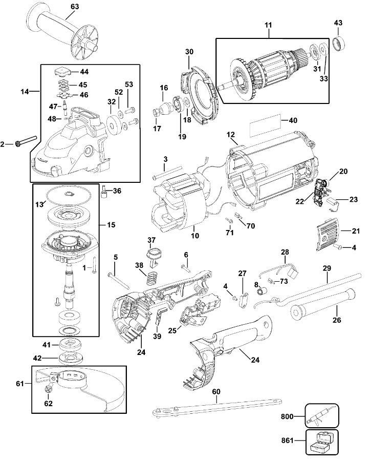 ЗАПЧАСТИ ДЛЯ МАШИНЫ ШЛИФОВАЛЬНОЙ УГЛОВОЙ ЭЛЕКТРИЧЕСКОЙ DEWALT D28492 TYPE 3