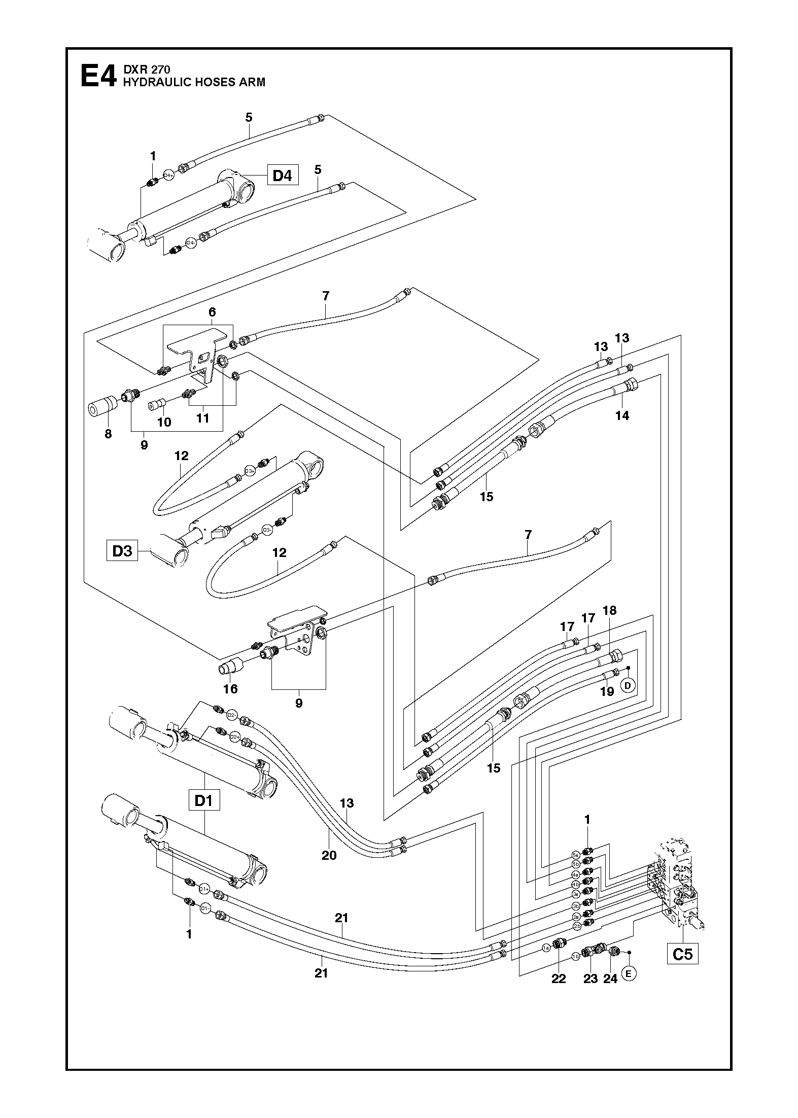 Hydraulic hoses arm