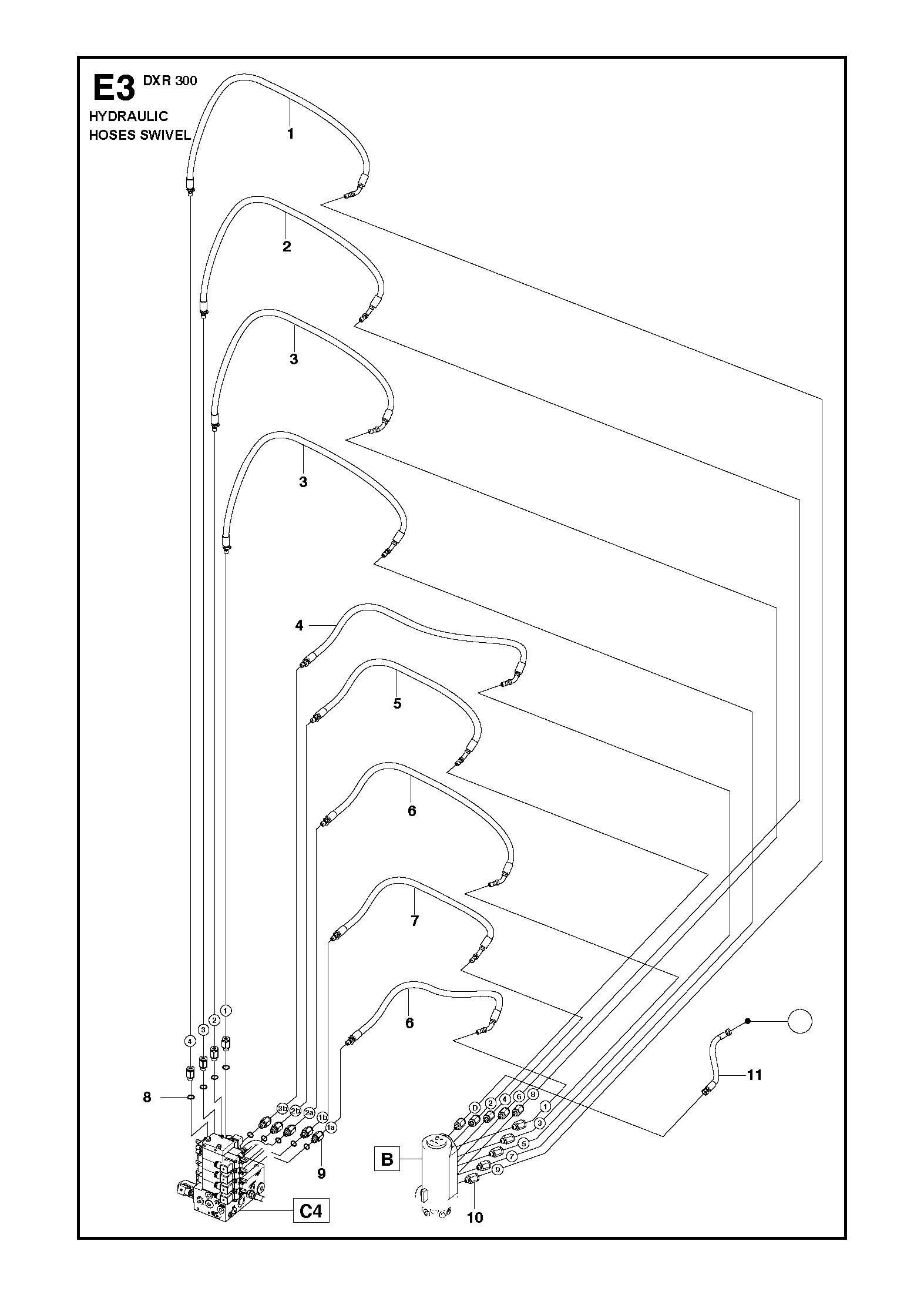 Hydraulic hoses swivel