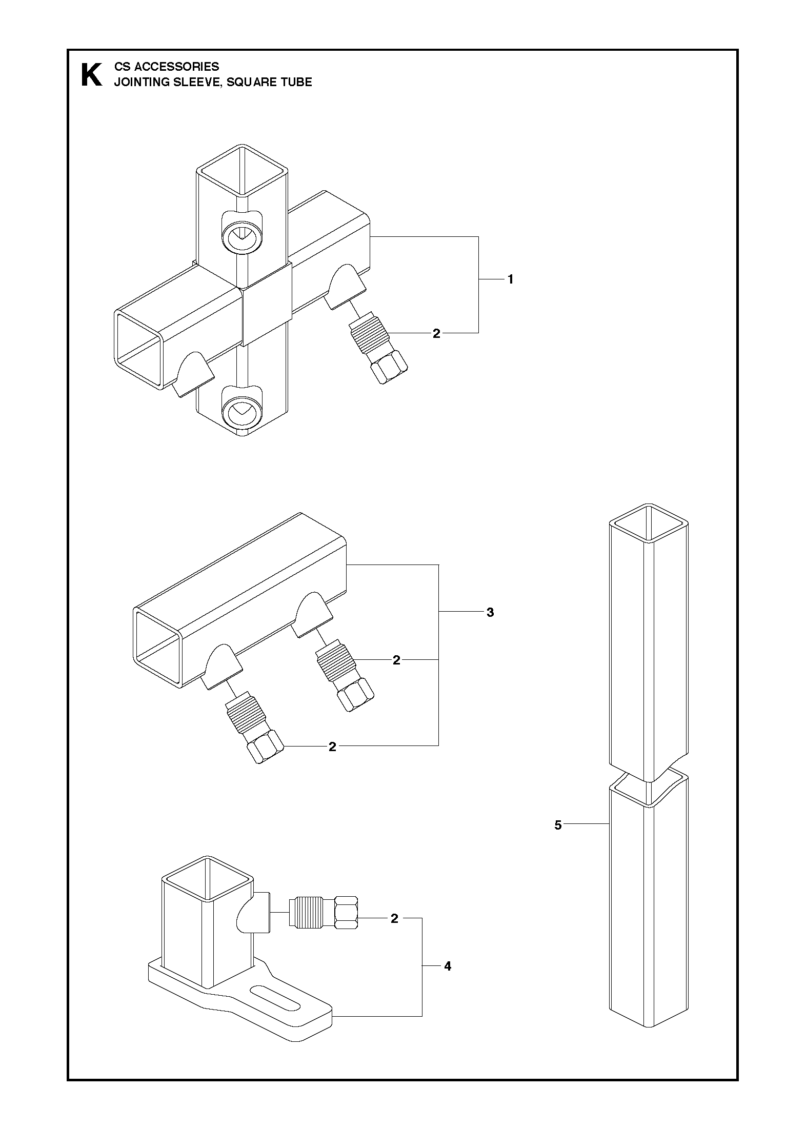 Jointing sleeve & square tube