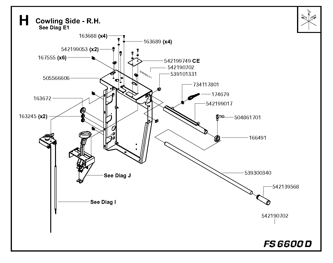 Cowling side - r.h.