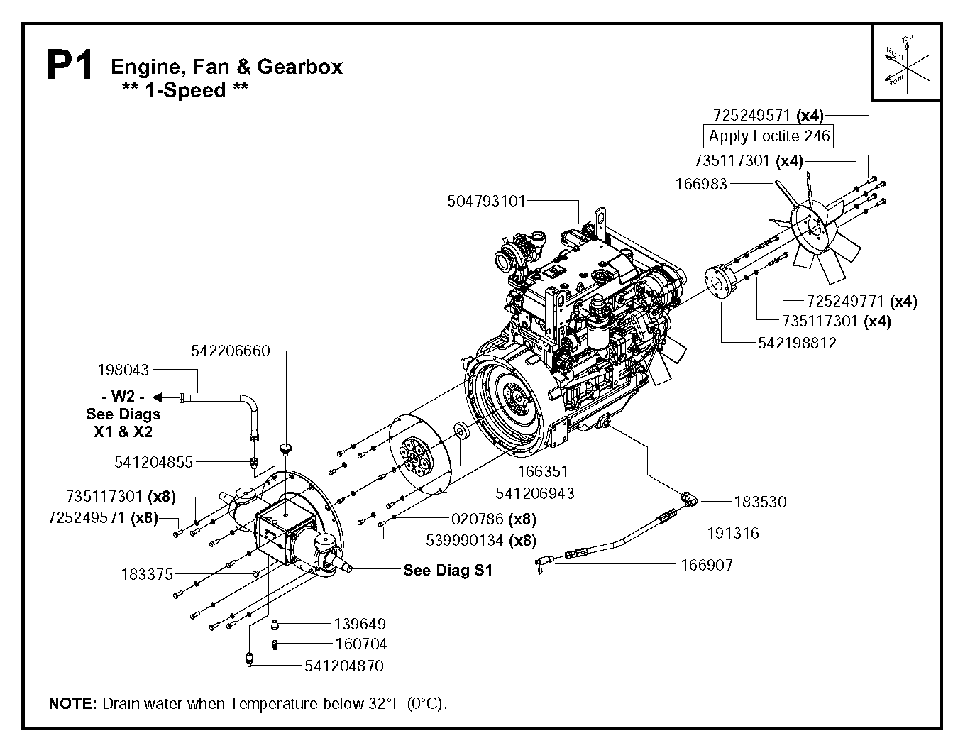 Engine, fan & gearbox - 1-speed