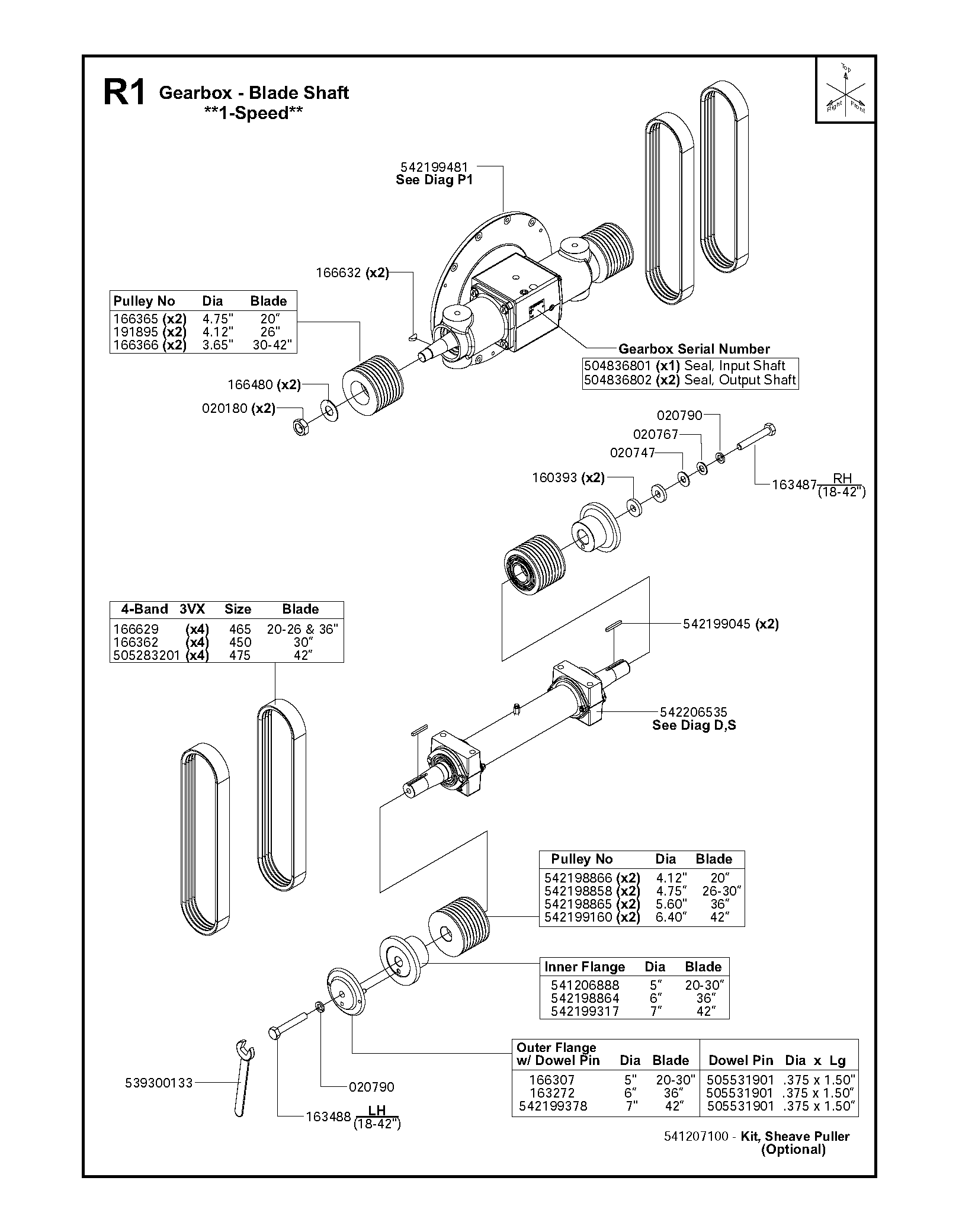 Коробка передач  - blade shaft - 1-speed