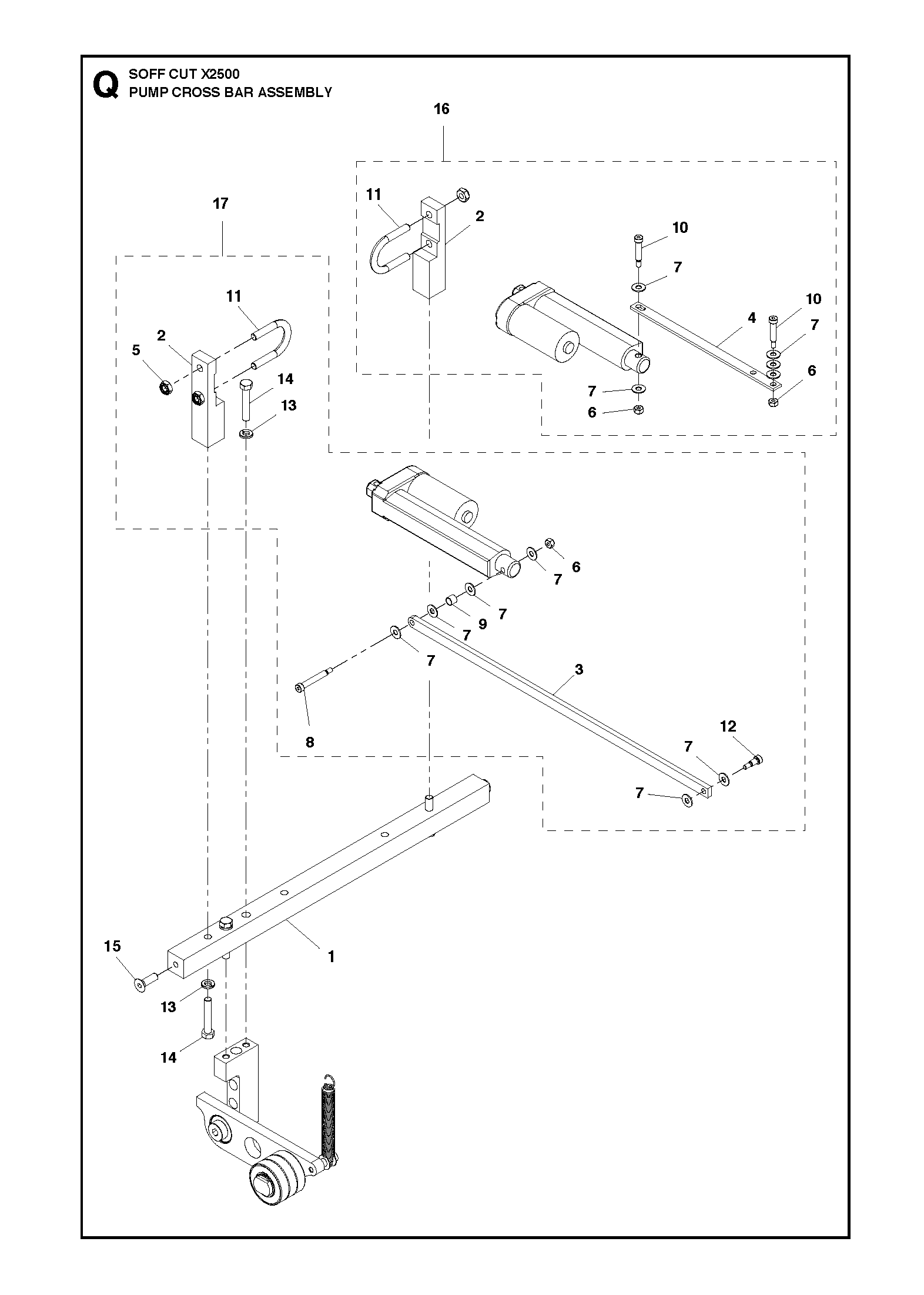 Pump cross bar assembly