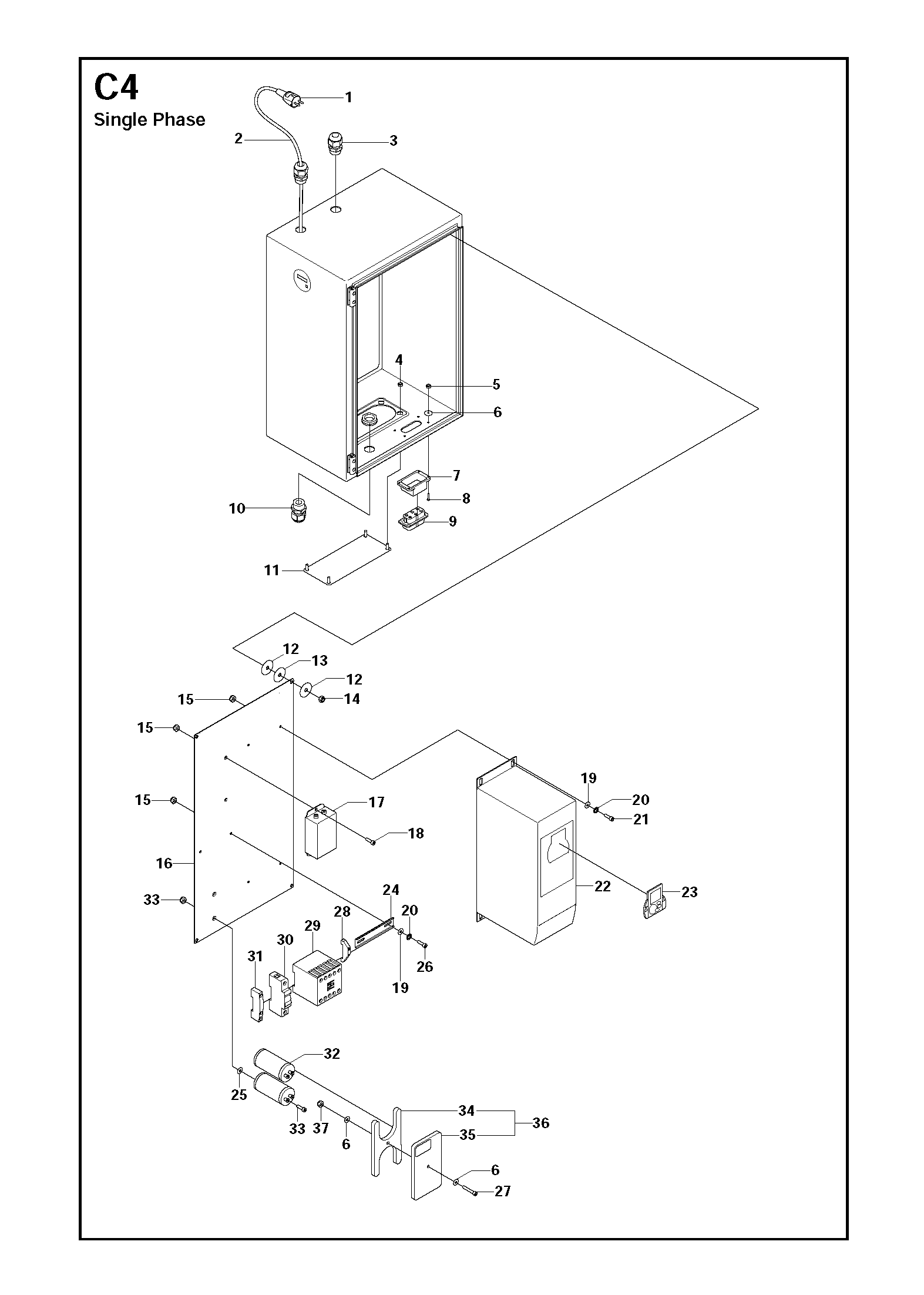 Electrical box internals single phase