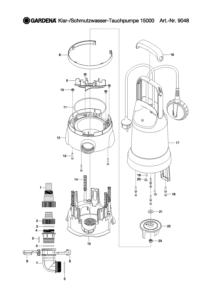 1|  15000 I Насос Gardena 9048-20 | GARDENA ЗАПЧАСТИ |