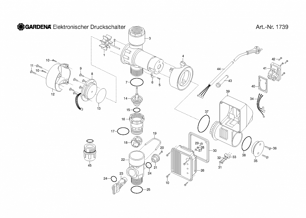 Насос Gardena ELECTRONIC MANOMETRIC SWITCH WITH DRY-RUNNING SAFETY, Art. 1739-20 