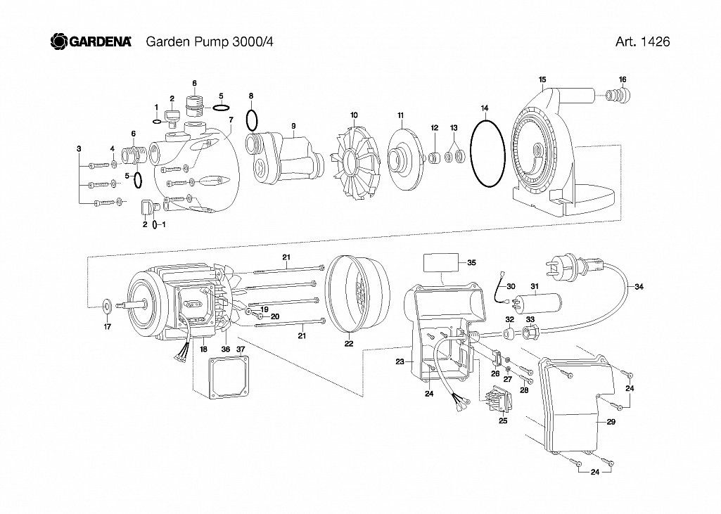 Насос Gardena GARDEN PUMP 3000/4, Art. 1426-20, until 2002