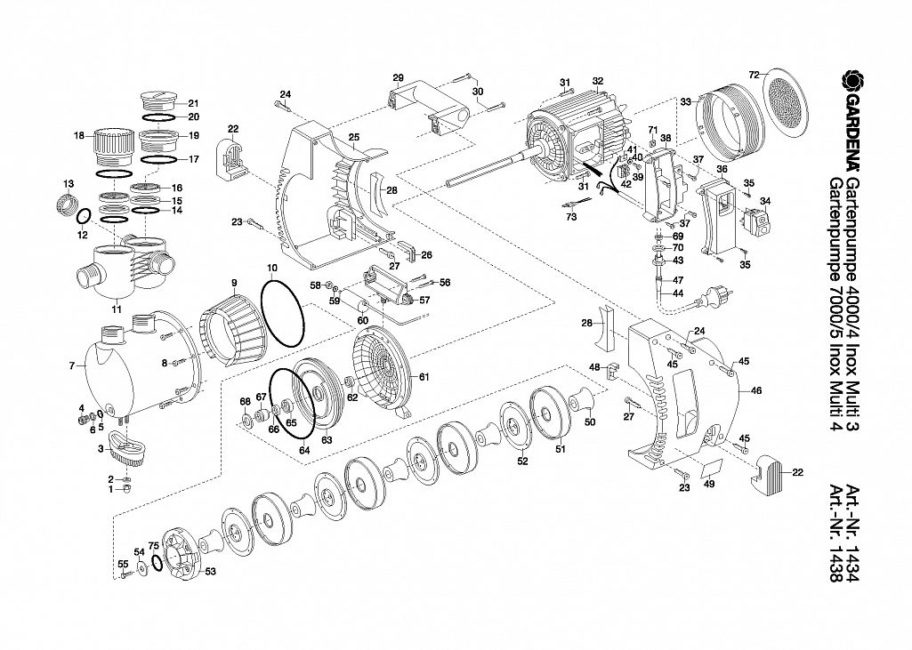 Насос Gardena GARDEN PUMP 4000/4 INOX MULTI 3, Art. 1434-20, until 2010 