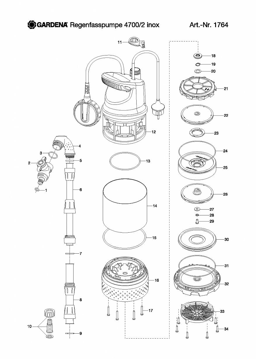 Насос Gardena  RAIN WATER TANK PUMP 4700/2 INOX, 1764, 