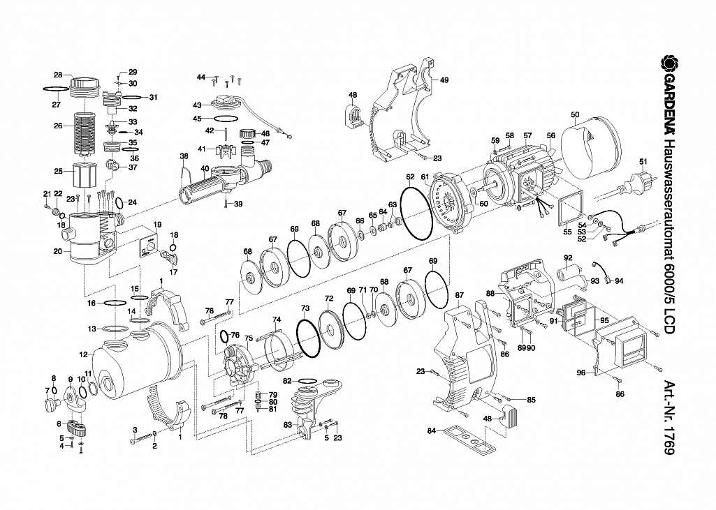 Насос Gardena ELECTRONOIC PRESSURE PUMP 6000/5 LCD, Art. 1769-20, 