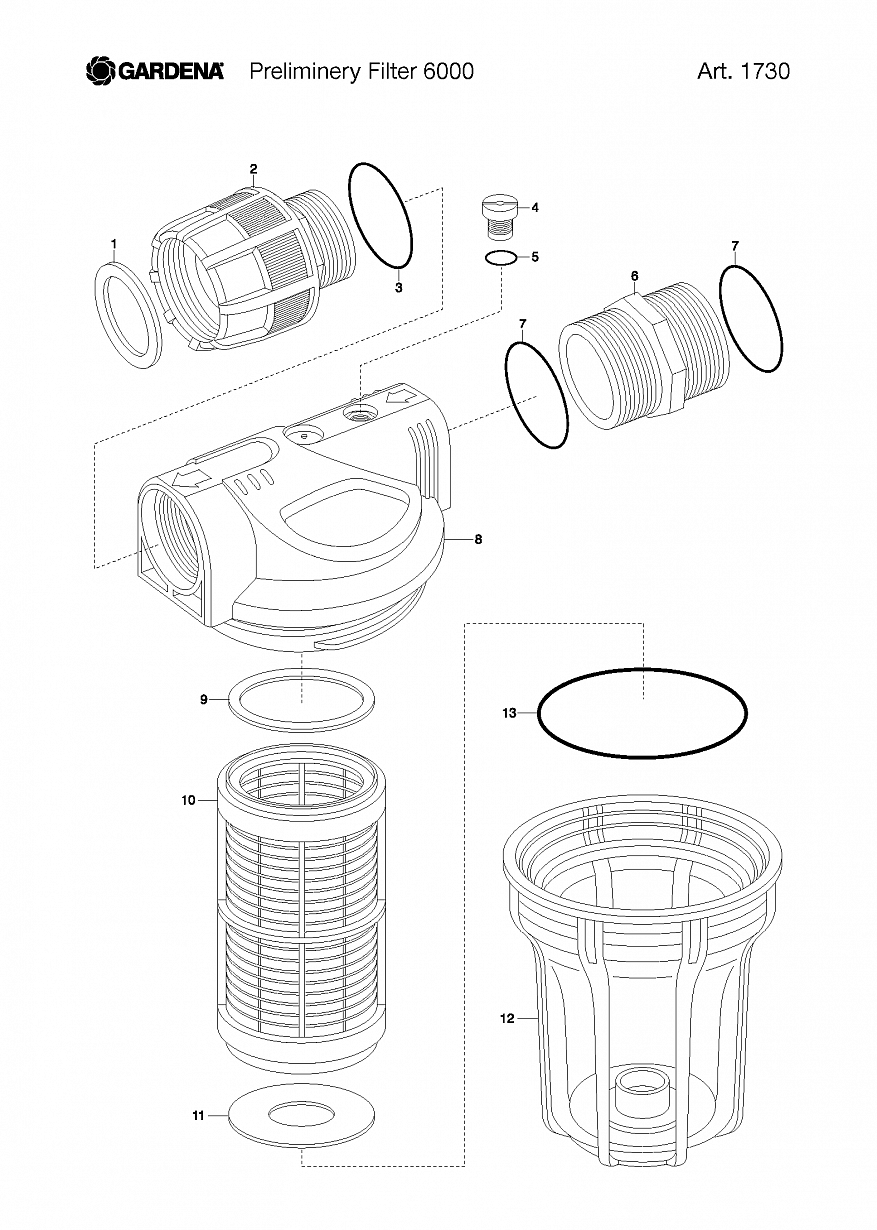 Насос Gardena PRELIMINERY FILTER 6000, Art. 1730-20,
