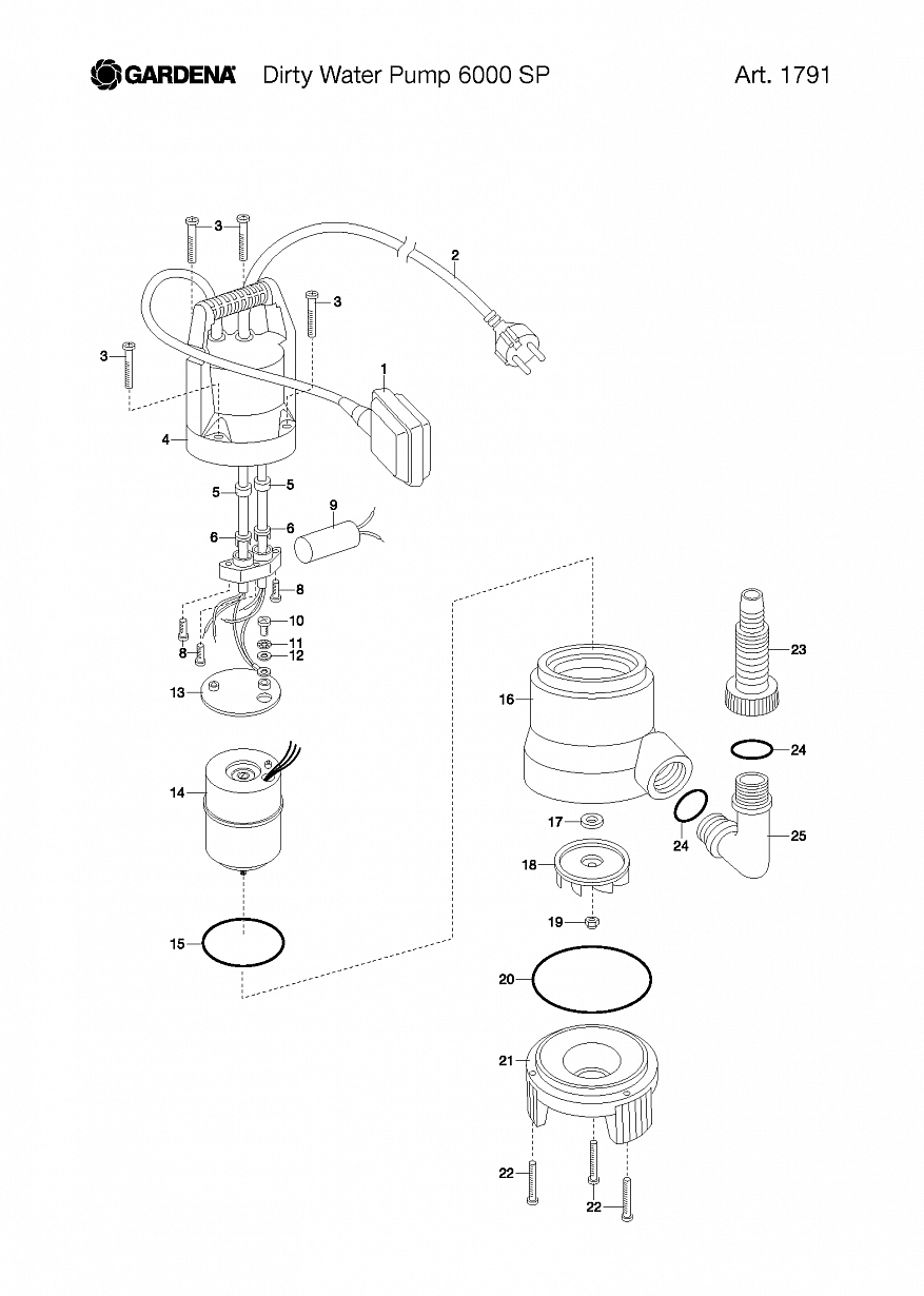 Насос Gardena DIRTY WATER PUMP 6000 SP, Art. 1791-20, until 2005 