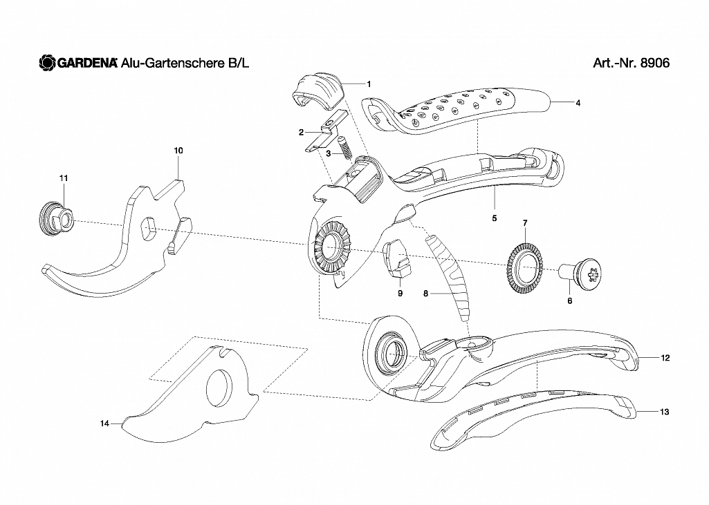 1  Ручной инструмент Gardena ALU-SECATEURS BL, 8906,   