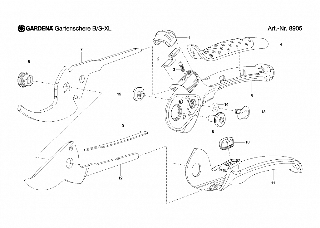 1  Ручной инструмент Gardena SECATEURS BS-XL, 8905, 8905-20 