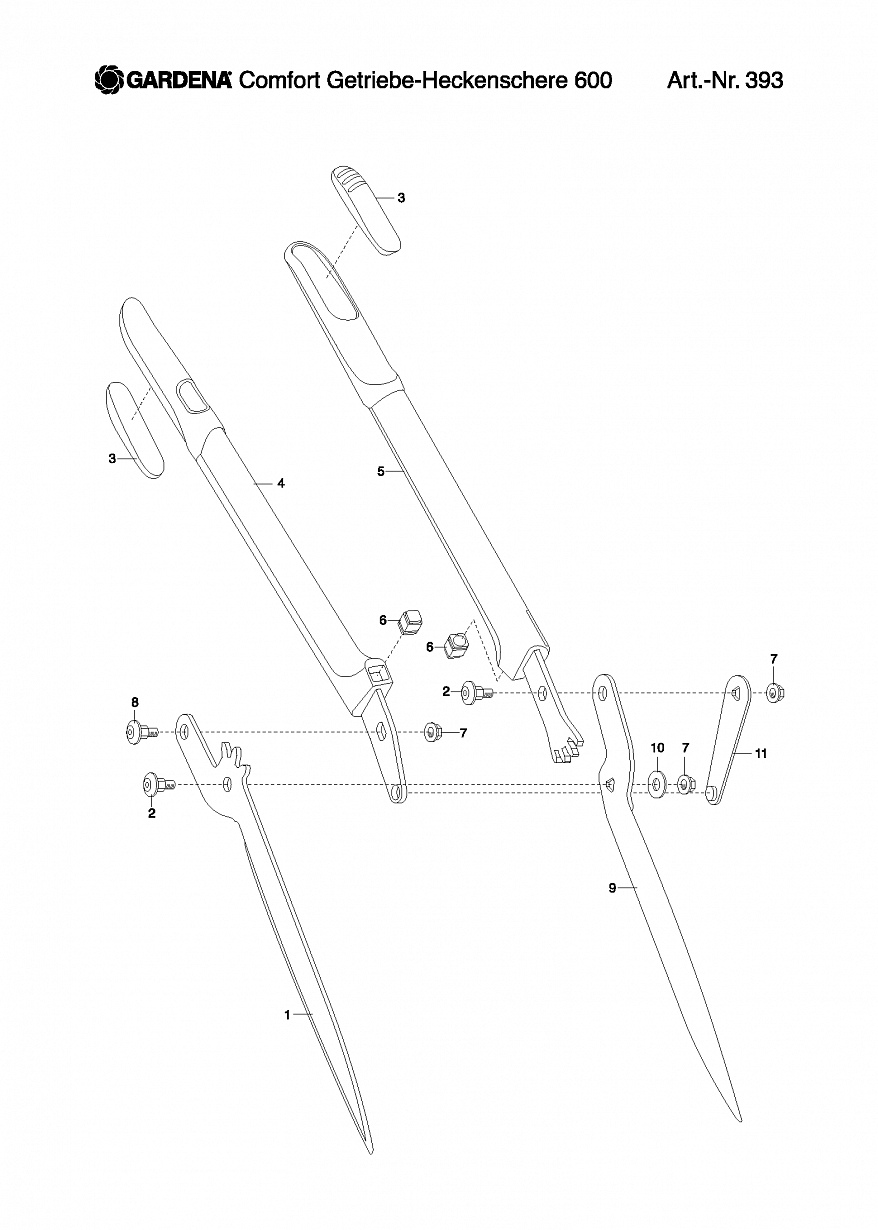 1  Ручной инструмент Gardena COMFORT GEAR HEDGE CLIPPER 600, 393, 00393-20 