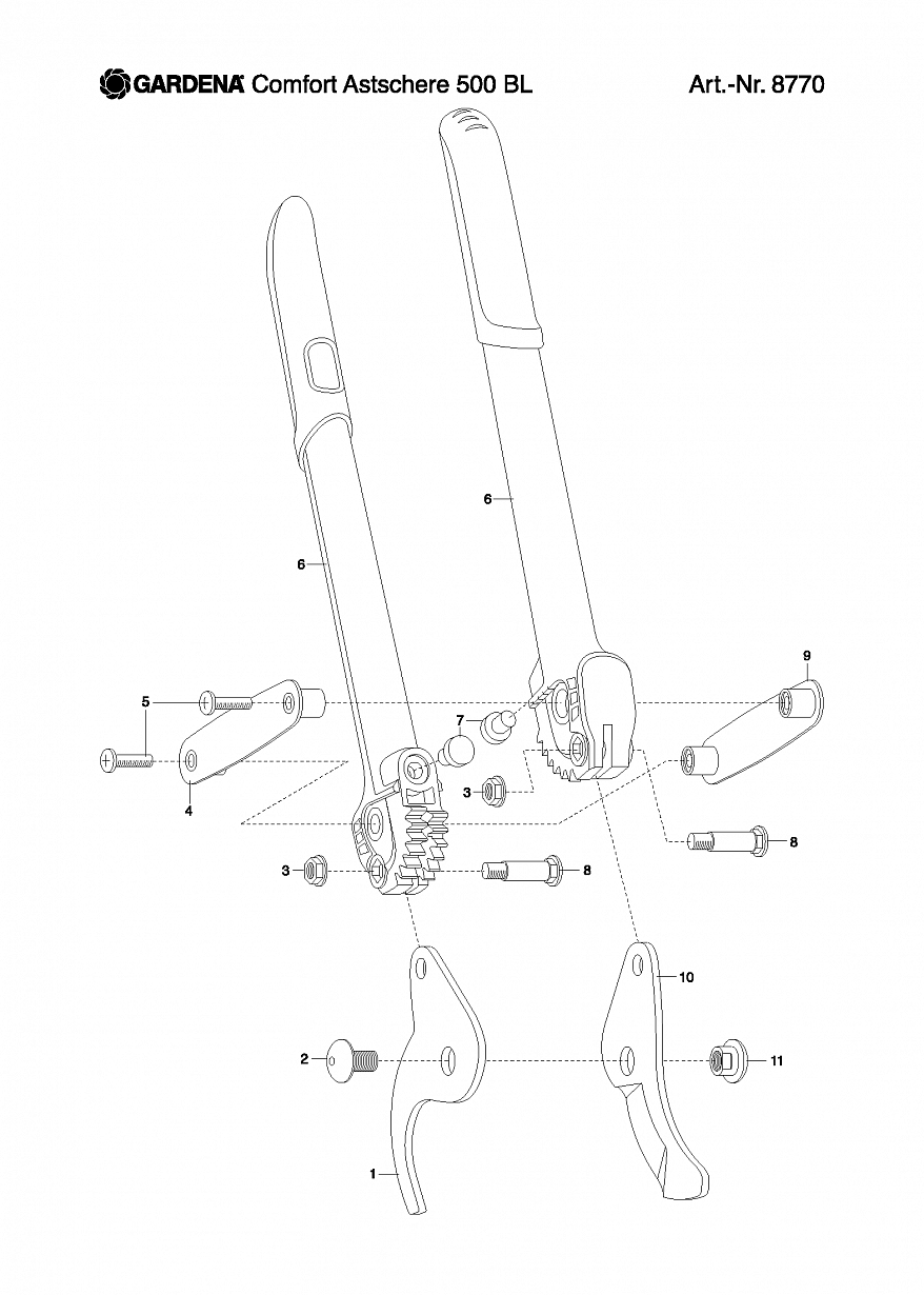 1  Ручной инструмент Gardena COMFORT PRUNING LOPPER 500 BL, 8770, 8770-20 