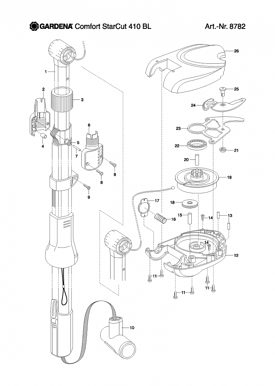 1  Ручной инструмент Gardena COMFORT TELESCOPIC PRUNING LOPPER STARCUT 410 BL, 8782, 8782-20 