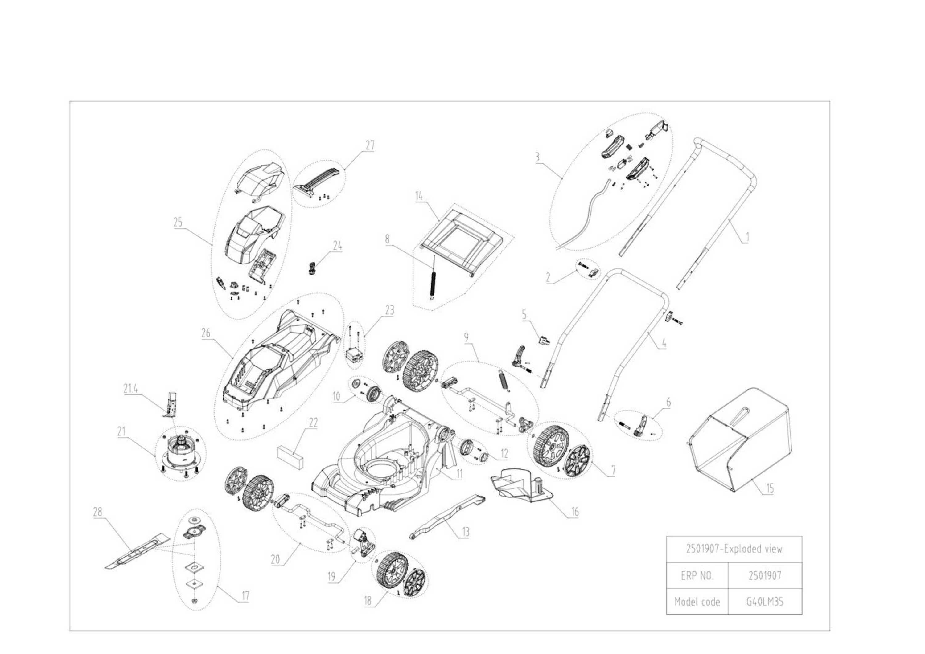 Газонокосилка аккумуляторная Greenworks, 40V, G40LM35K4, 35 см, c 1хАКБ 4 А.ч и ЗУ