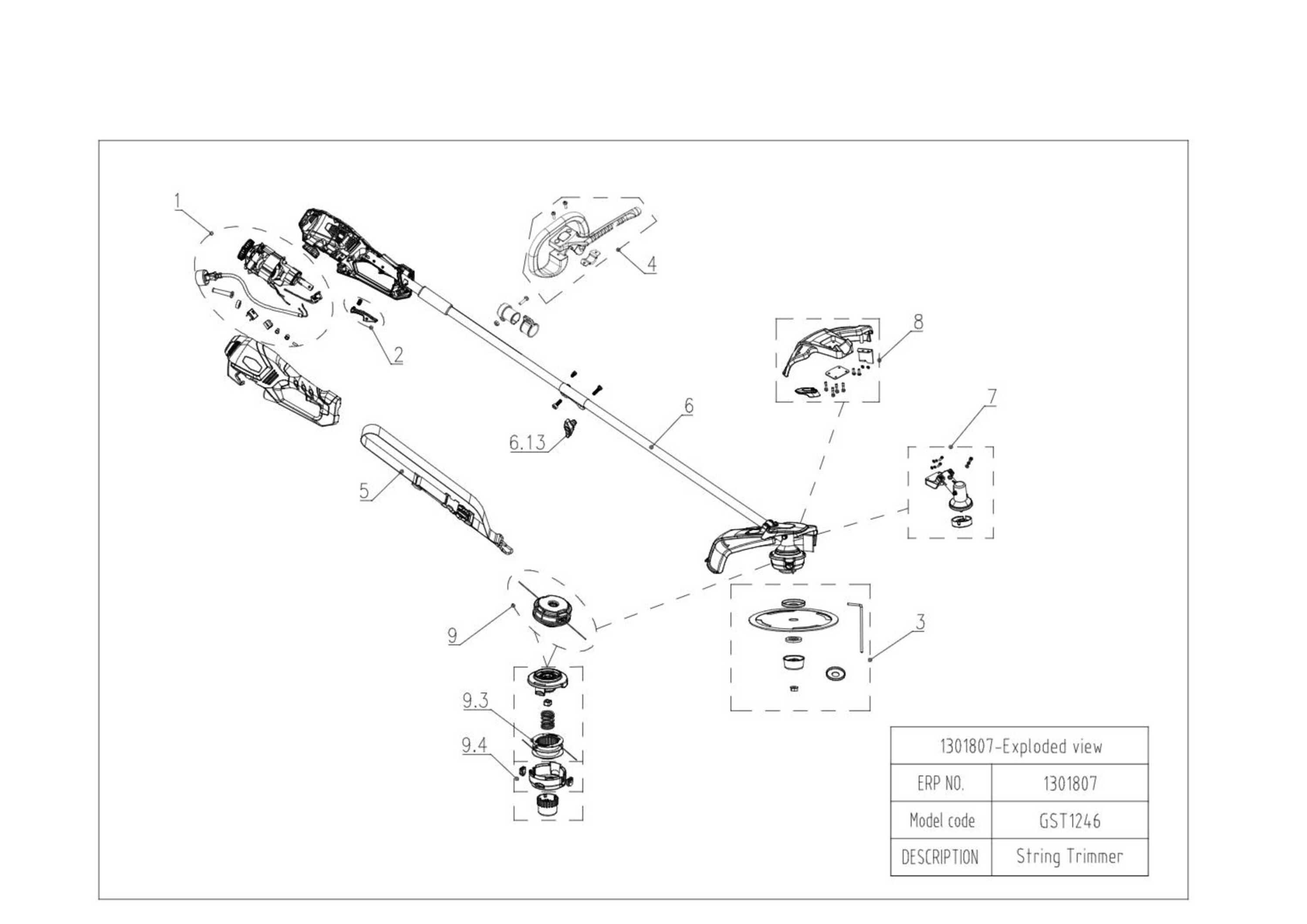 Триммер электрический Greenworks GST1246, 1200 Вт, 45 см