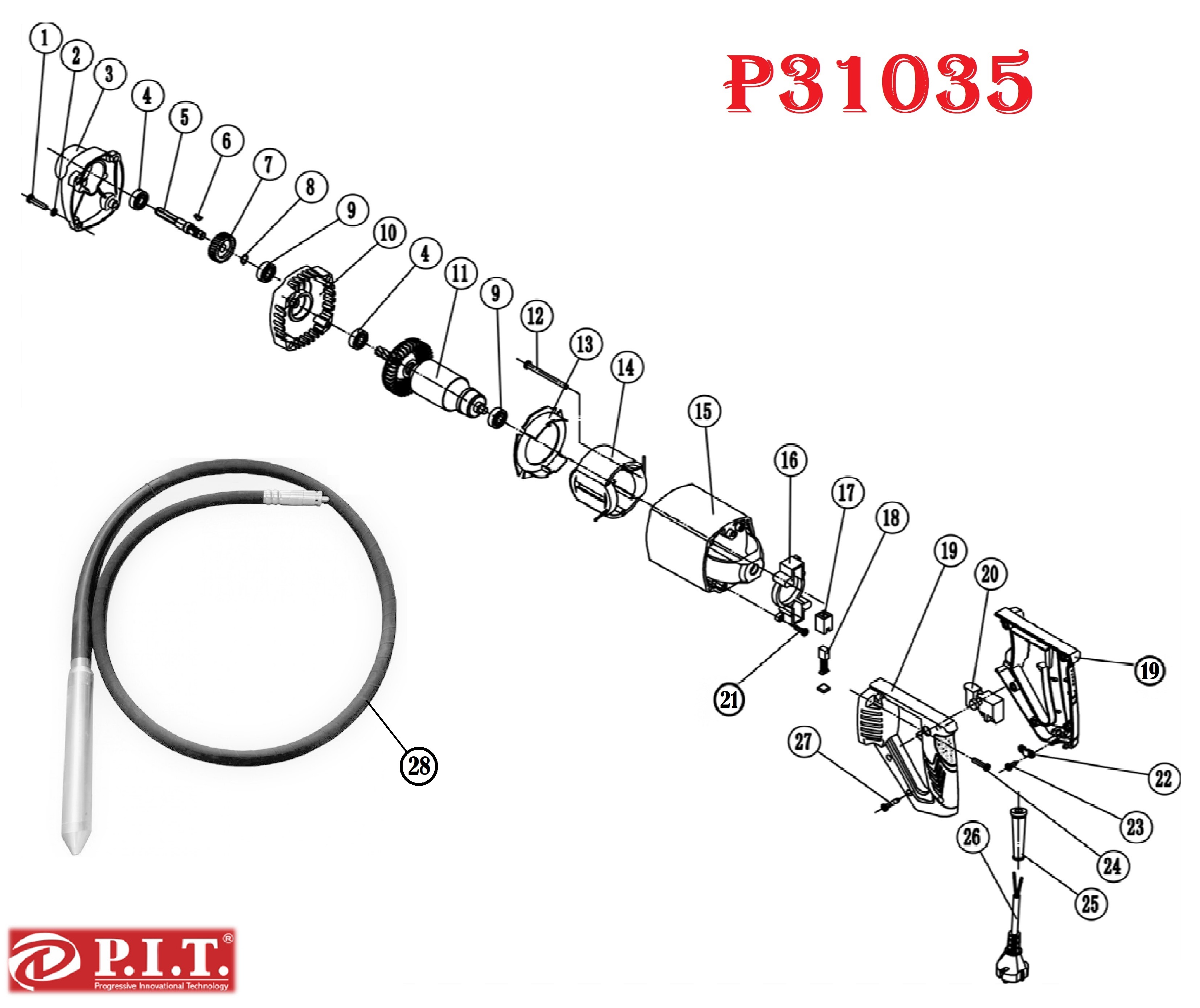 Вибратор ручной для бетона P31035 (Новый тип)