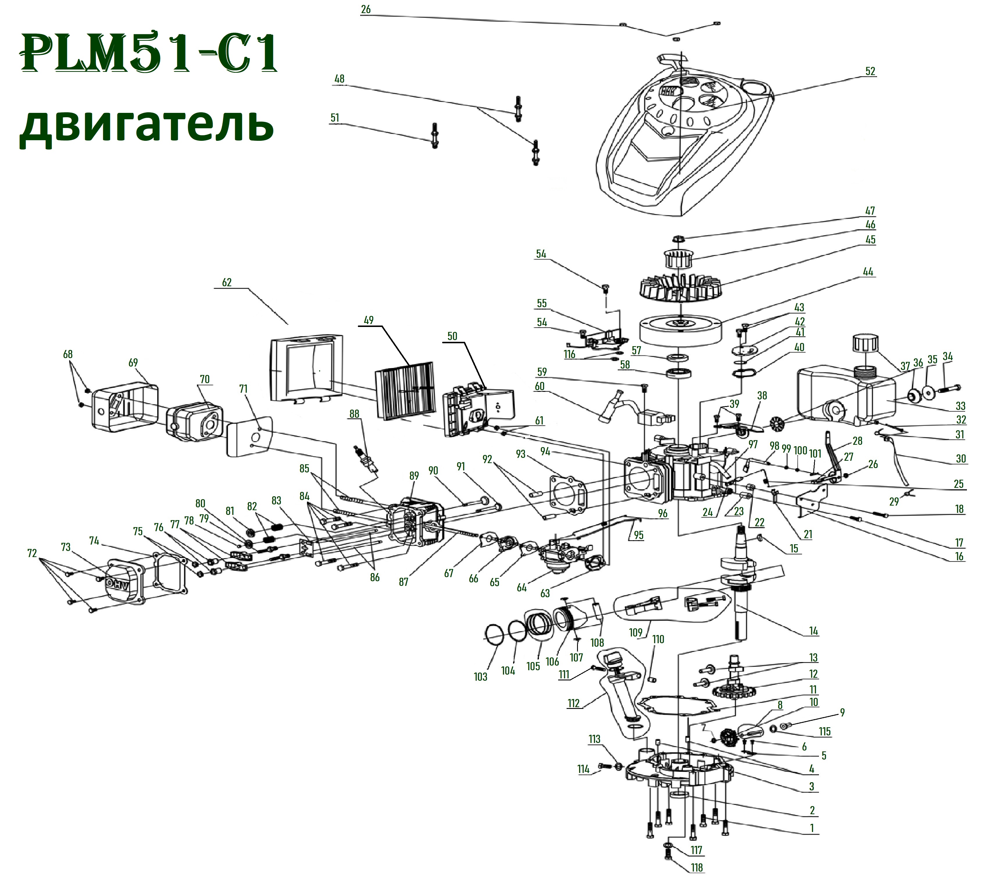 Бензиновая газонокосилка PLM51-C1