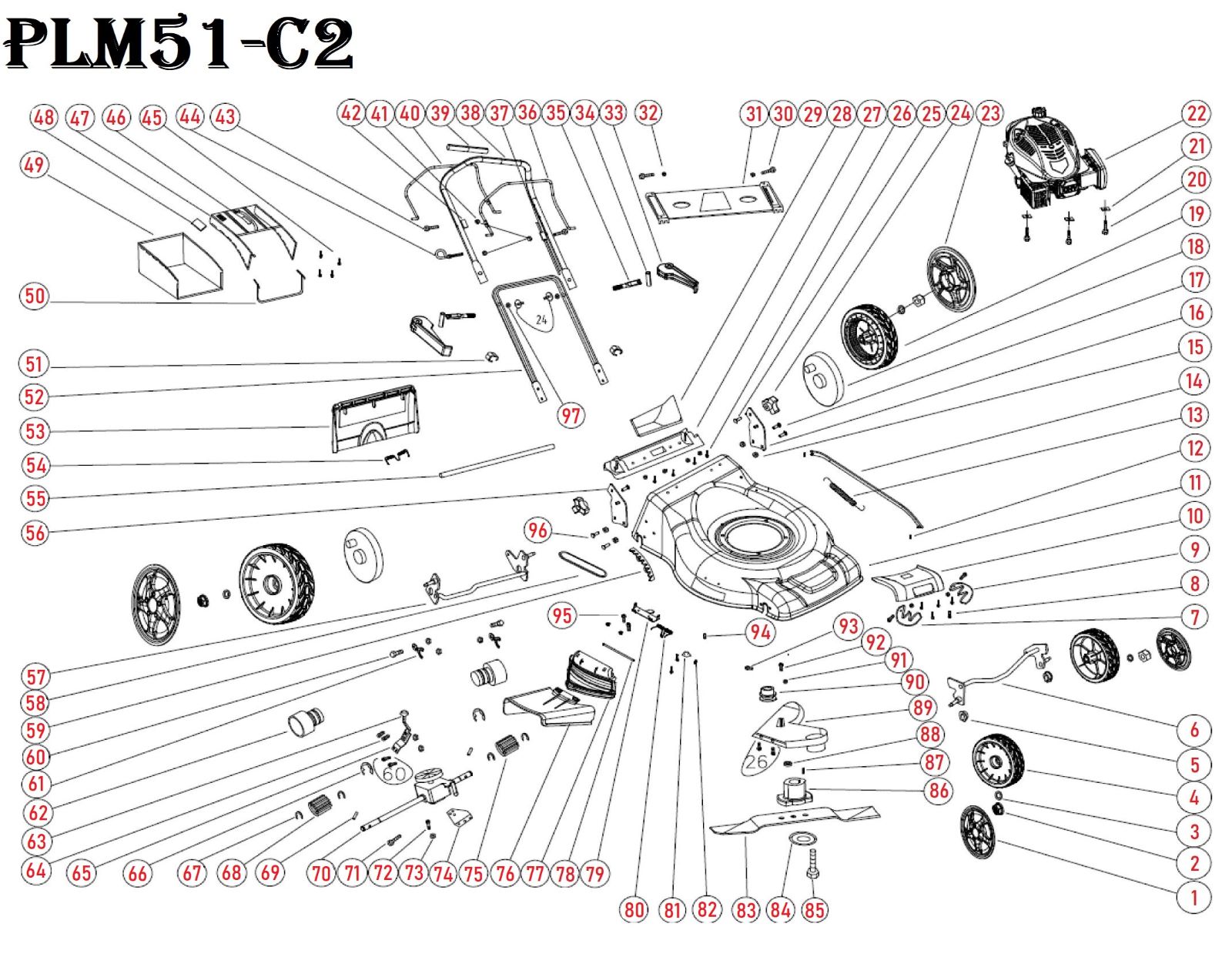 Бензиновая газонокосилка PLM51-C2