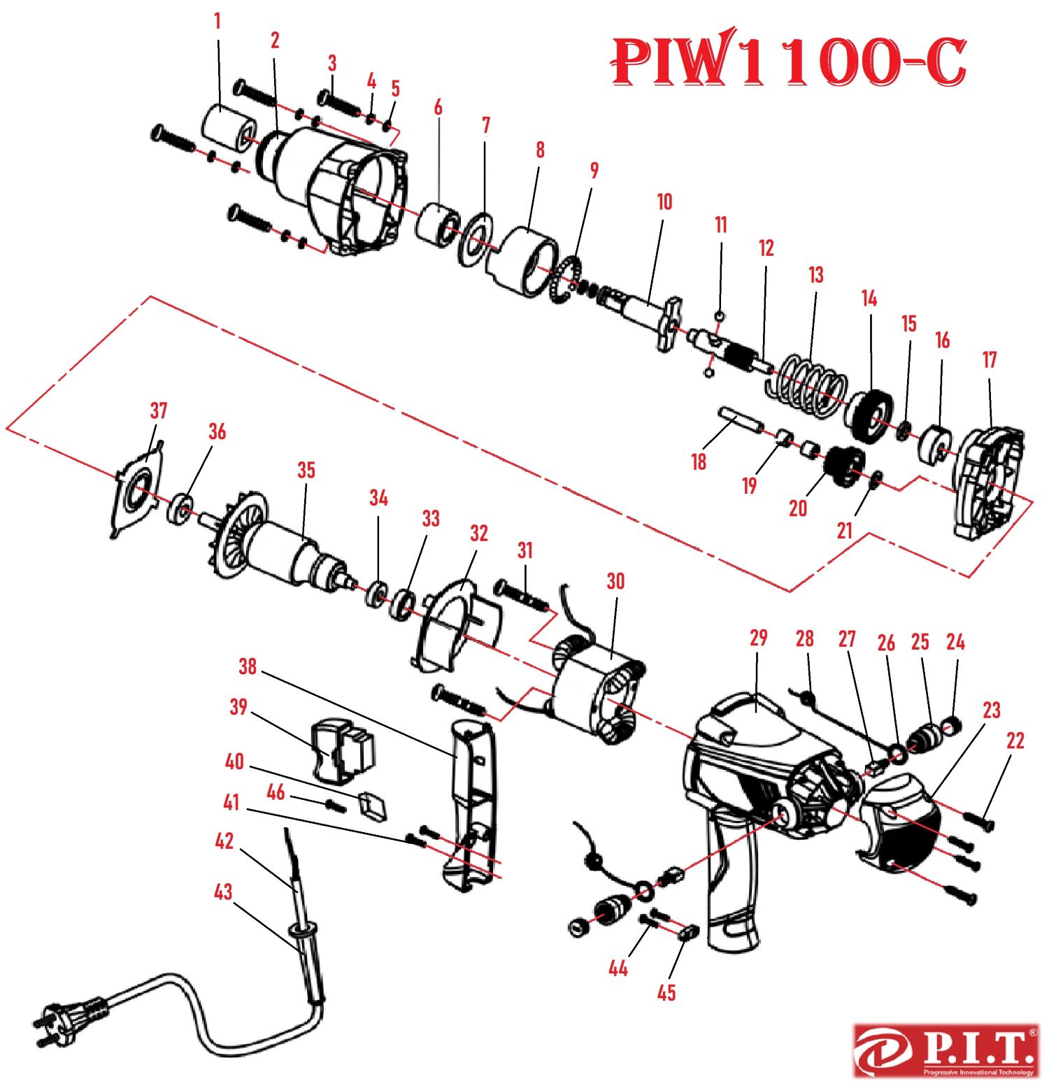 Гайковерт сетевой PIW1100-C