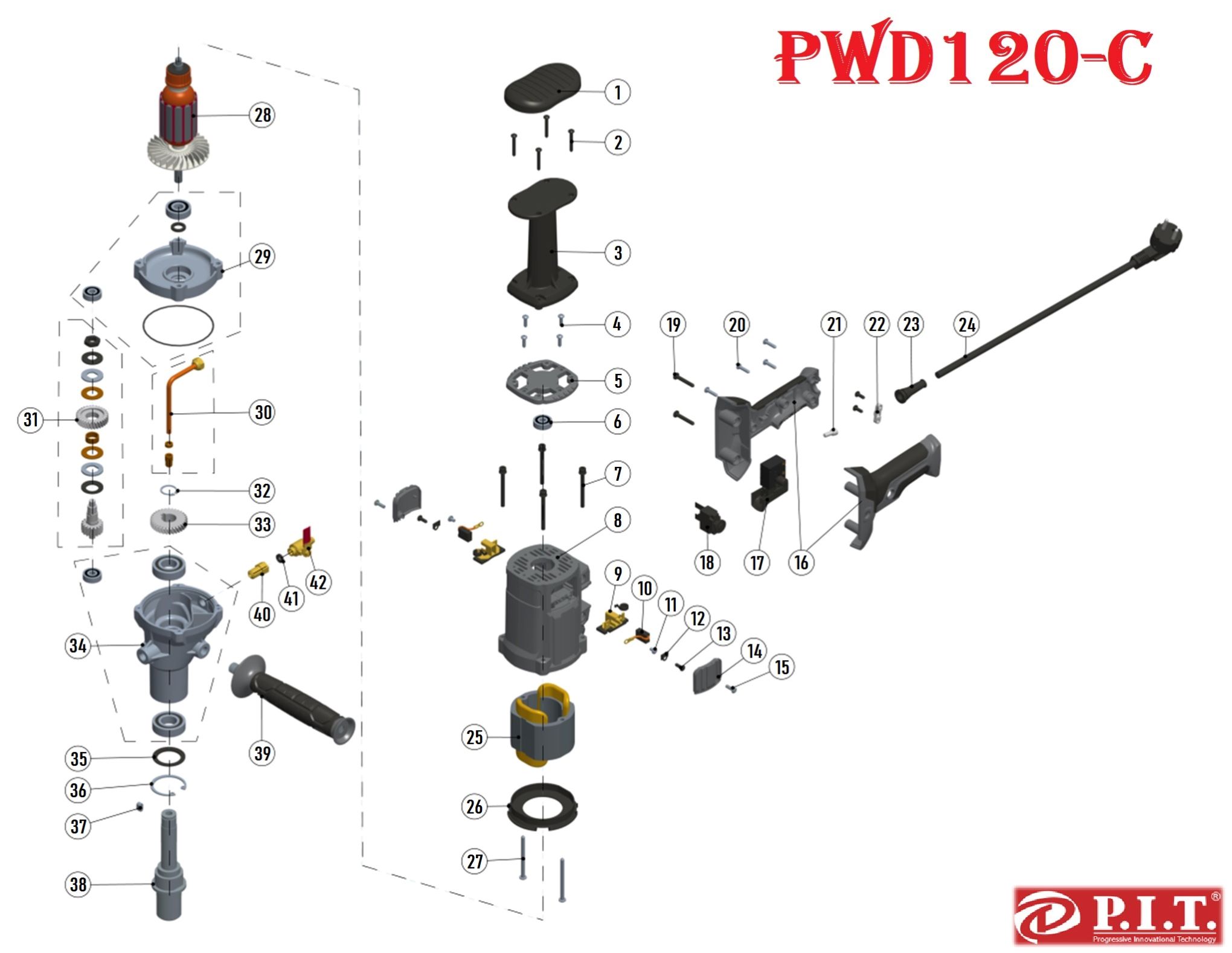 Дрель алмазного бурения PWD120-C