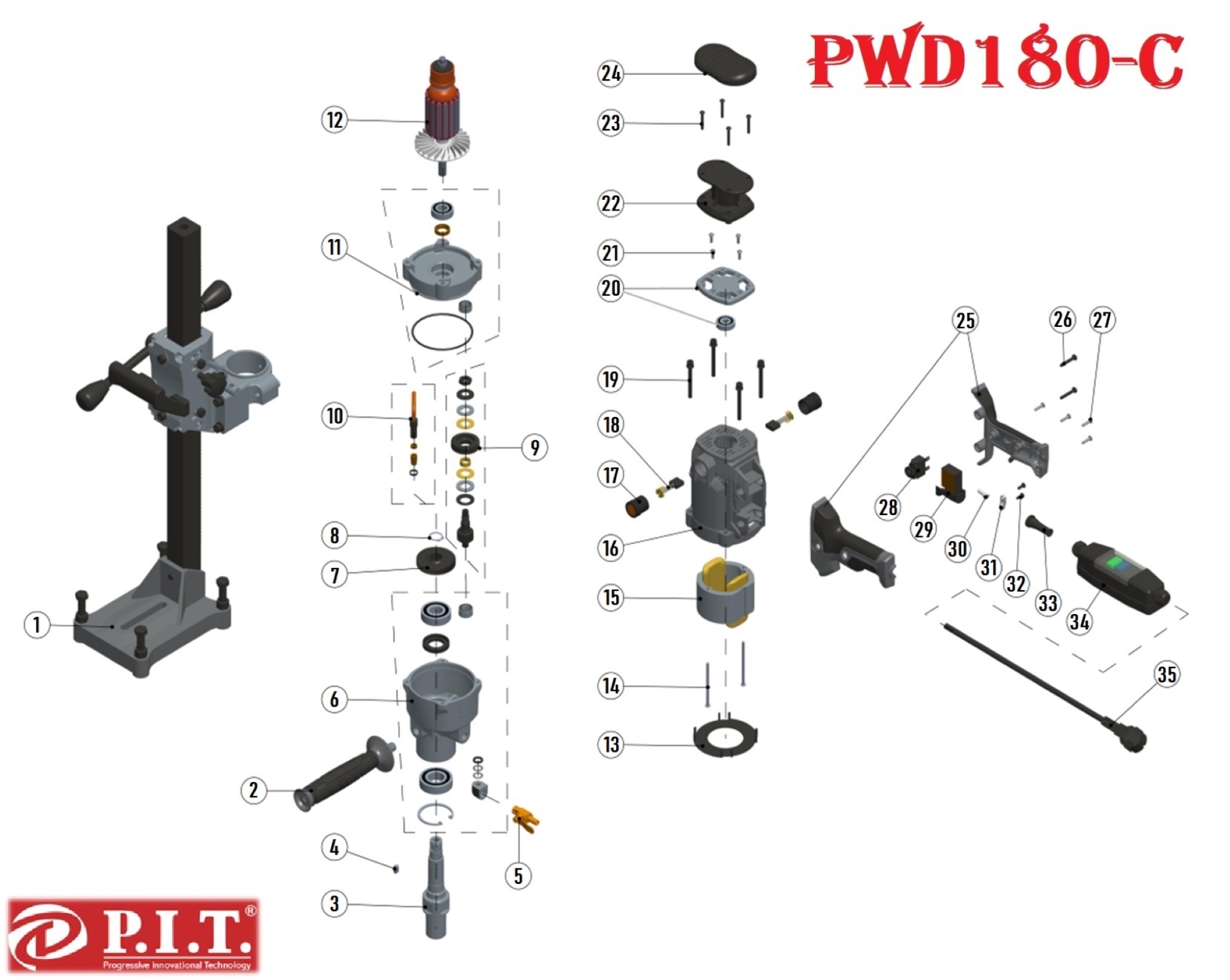 Дрель алмазного бурения PWD180-C