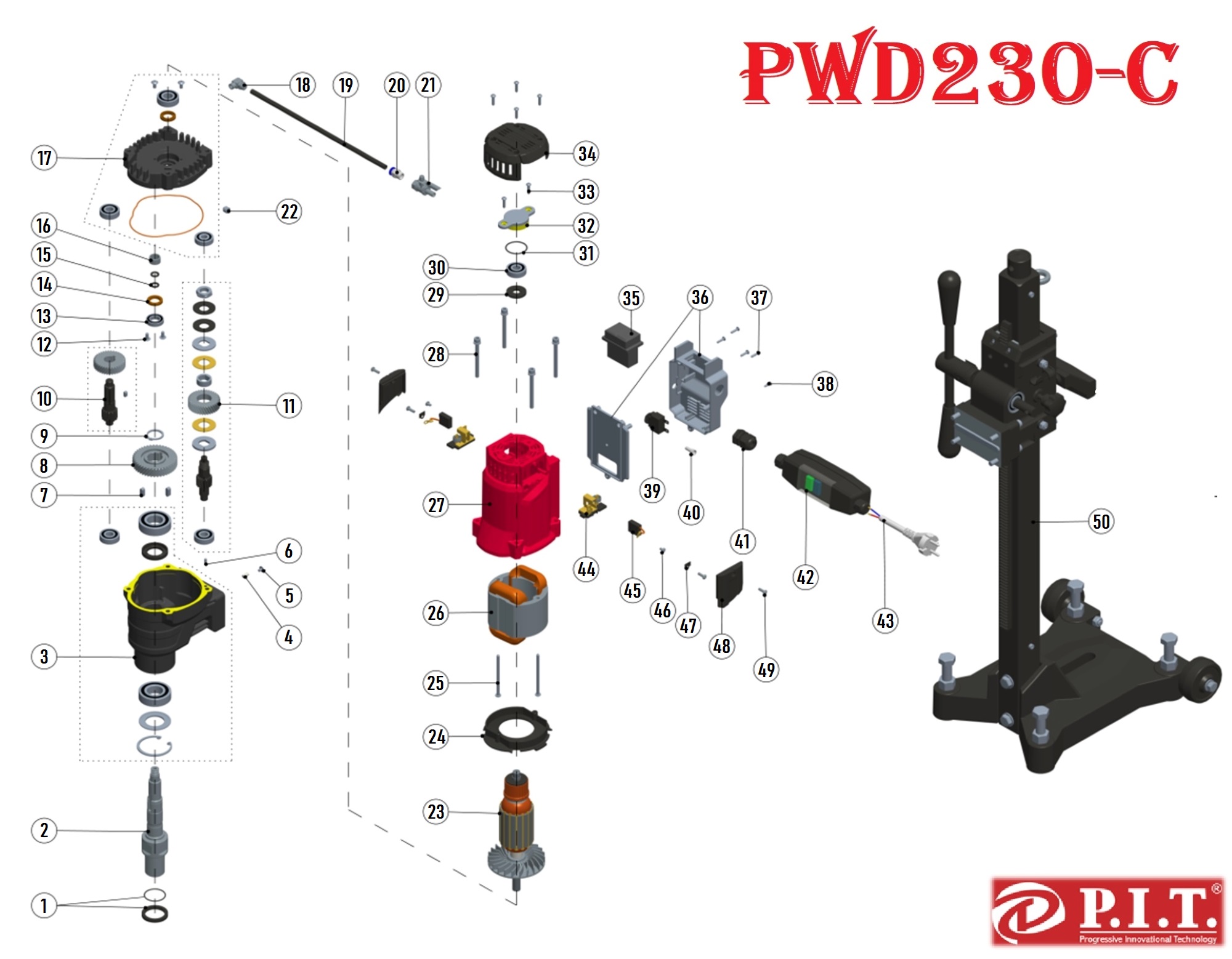 Дрель алмазного бурения PWD230-C