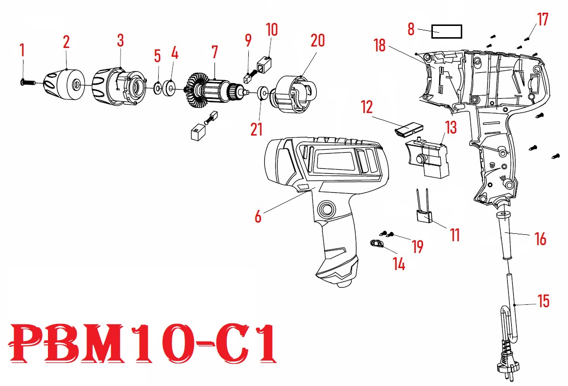 Дрель шуруповерт сетев PBM10-C1