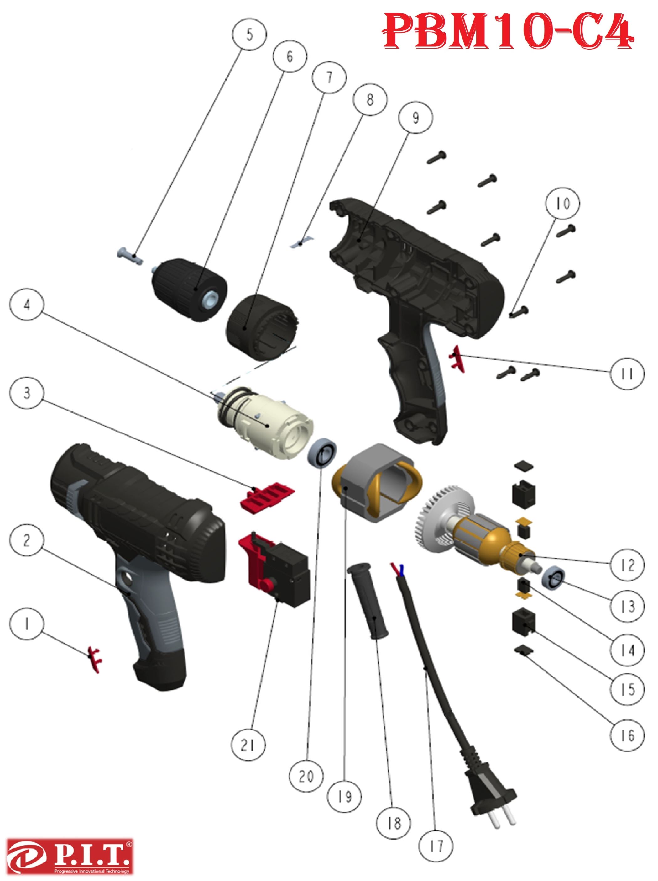 Дрель шуруповерт сетев PBM10-C4