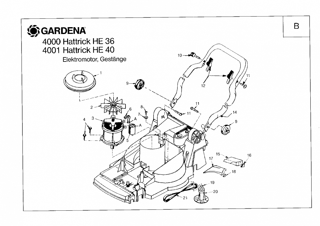 2 ЭЛЕКТРОДВИГАТЕЛЬ Газонокосилка Gardena HATTRICK HE 40, 4001 